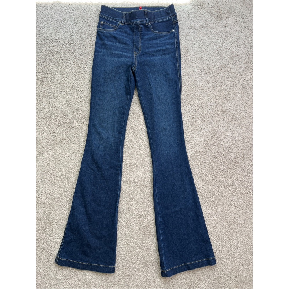 Spanx jegging size S 28x33 stretch Flare pockets cotton poly blend dark Jean